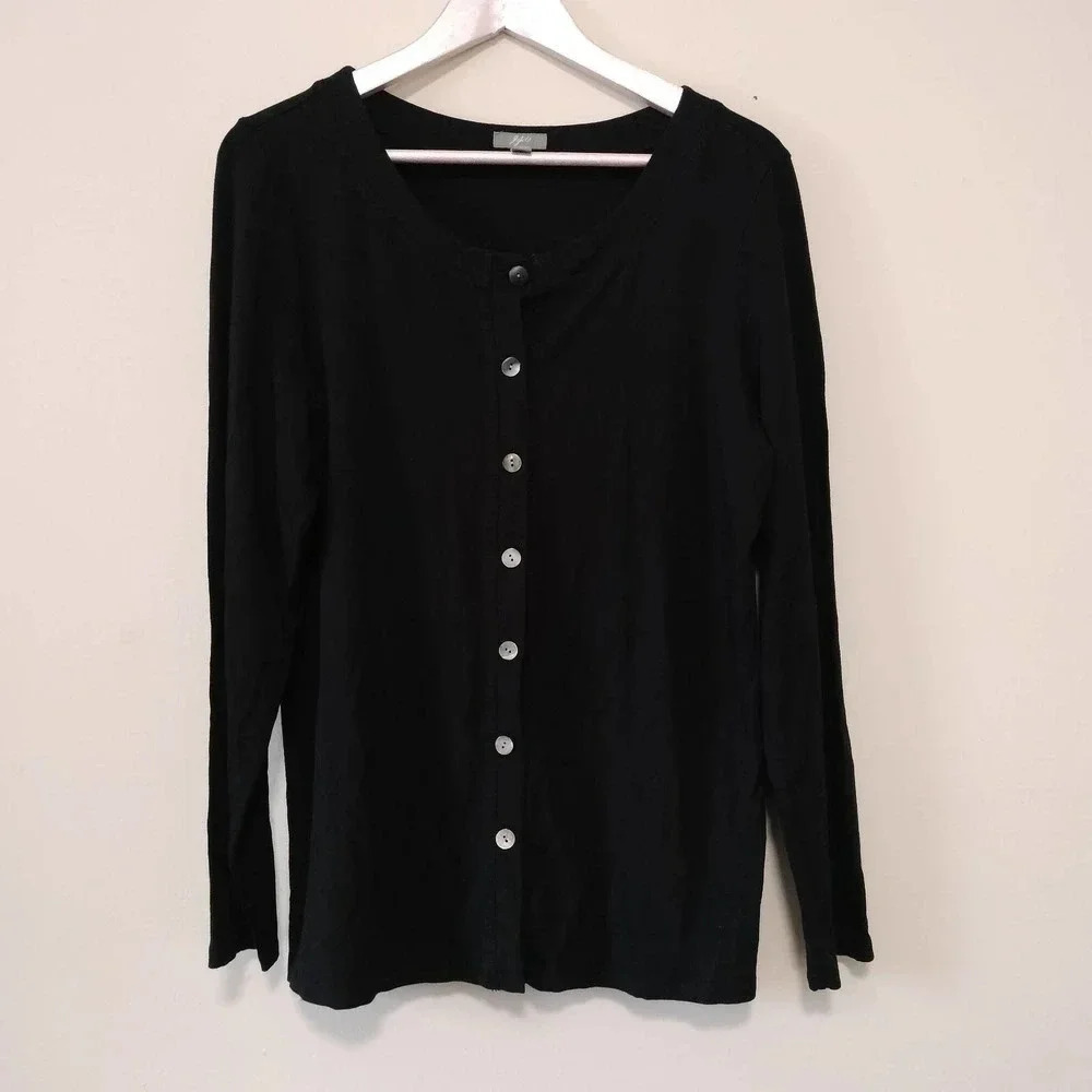 J. Jill Black Oversized Large Button-Up Blouse